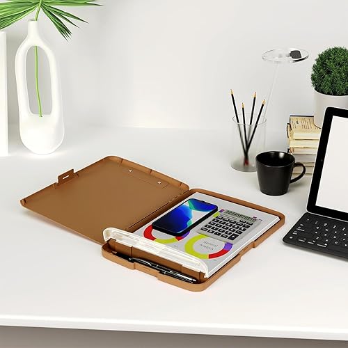 Miniatura 7 de Piasoenc Portapapeles con almacenamiento, caja de organización de 8.5 x 11 pulgadas con soporte para bolígrafo y carpeta de papel legal A4, folio