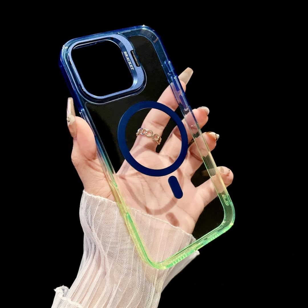 Custodia con anello magnetico e supporto per obiettivo per iPhone 16 Plus, con sfumatura integrata (per iPhone 16 Plus/blu)