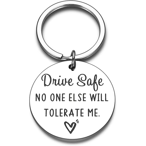 ACCOLIAMBER Gifts for Boyfriend from Girlfriend Drive Safe Keychain for Boyfriend Birthday Gifts Husband Valentines Christmas