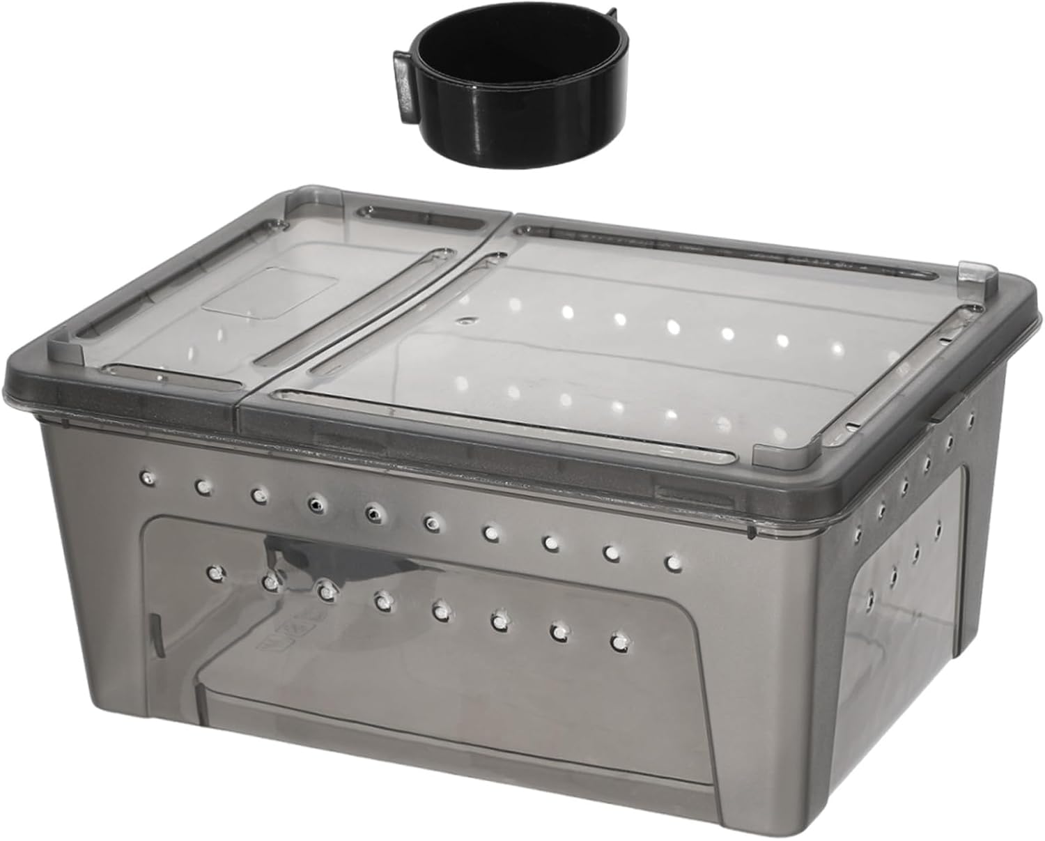 TOYANDONA Plastic, Feeding Ventilation Box with Reptile Efficient System and Safe Construction Black Breeding Container for Snake and Lizard Suitable Pet Transport and Habitat