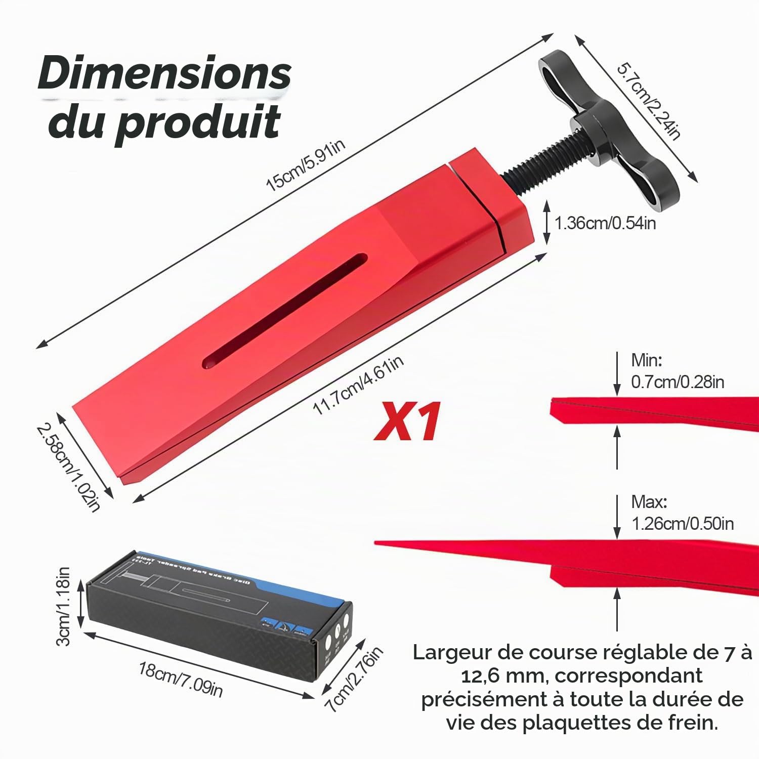 Repousse Piston Frein de Vélo Hydraulique Réparation Professionel pour Etrier Frein Vel pour Shi-ma-no/Sr-am Double/Quadruple à Étalons Course de Remise à Zéro 7-12,6 mm Aluminium Alloy Rouge Tl-233