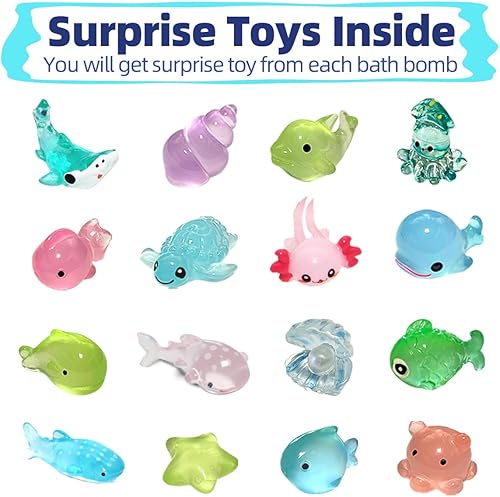 Miniatura 5 de Bombas de baño para niños con juguetes sorpresa en el interior, paquete de 12 bombas de baño para niños, juego de regalo para niñas y niños,