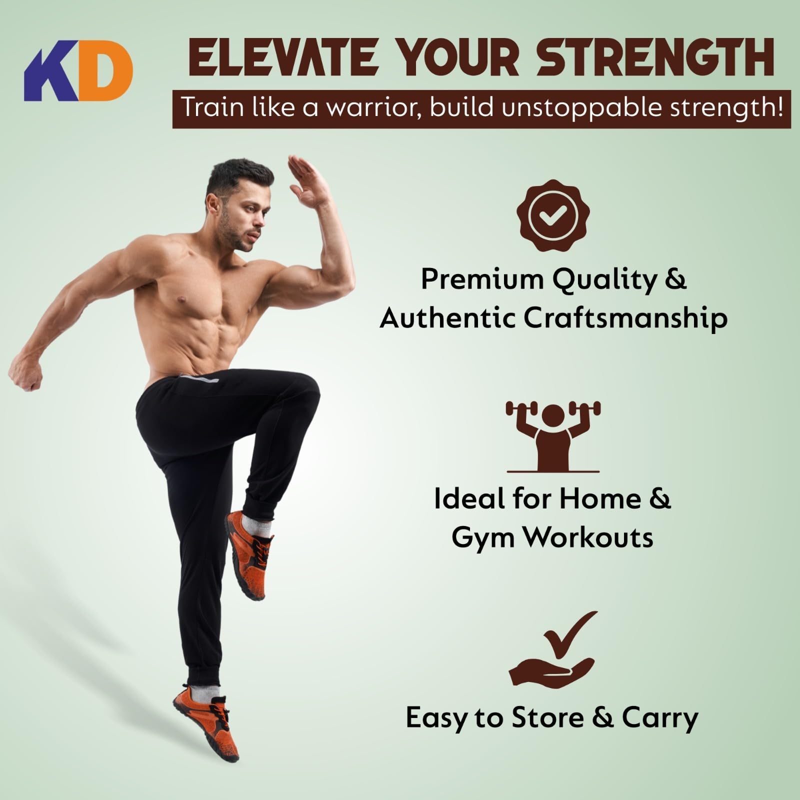 KD Willmax Gada Fitness Bar Indian Club Hanuman - Attrezzatura da spalla in legno resistente (da 4 a 5 kg)