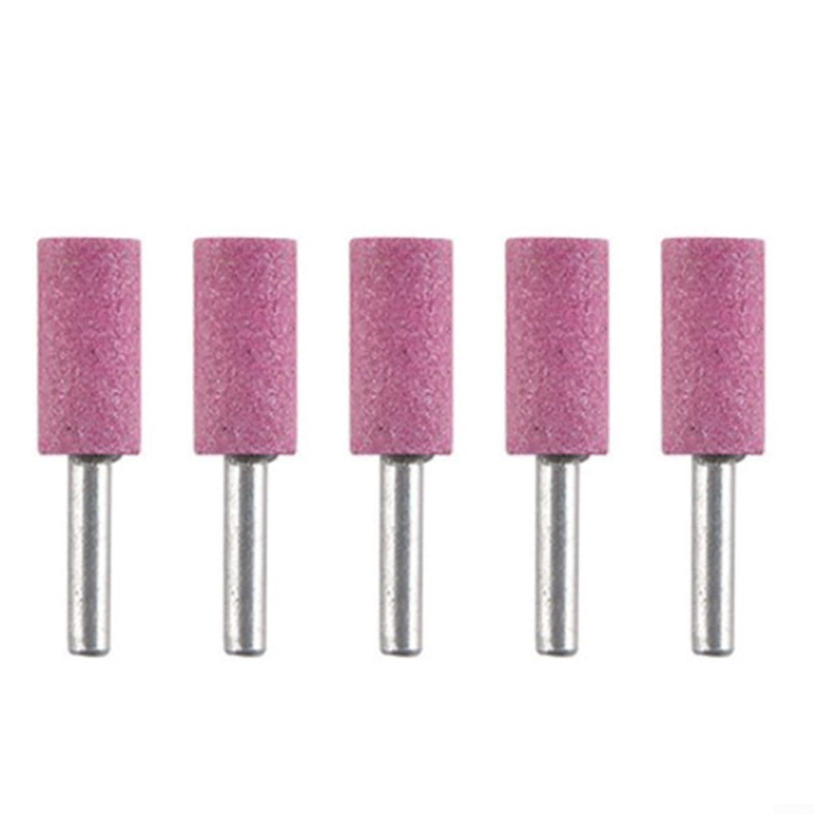 5 cilindri in pietra abrasiva con gambo da 6 mm per rettifica di utensili rotanti, teste in corindone cromato in diverse dimensioni, ideali per legno di giada, metallo per lucidatura stampi