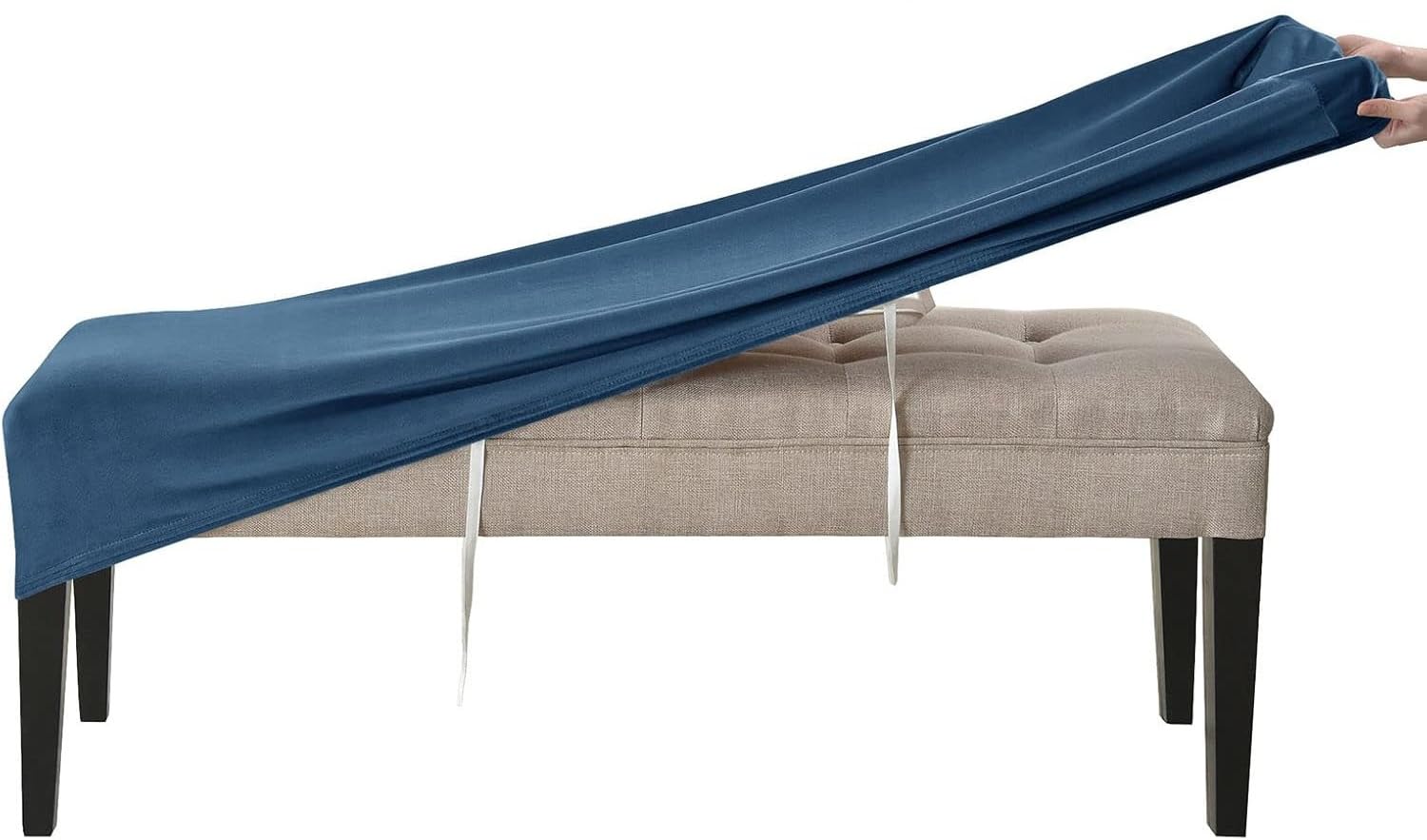Rtsfkfs Peacock Blue Velvet Bench Slipcover Washable Upholstered Seat Protector Cover For Living Room, Kitchen & Bedroom(Peacock Blue)
