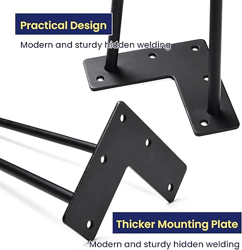 Miniatura 12 de SMARTSTANDARD Patas de muebles de horquilla de alta resistencia de 16 pulgadas, proyectos de bricolaje de metal para mesitas de noche, mesa de café