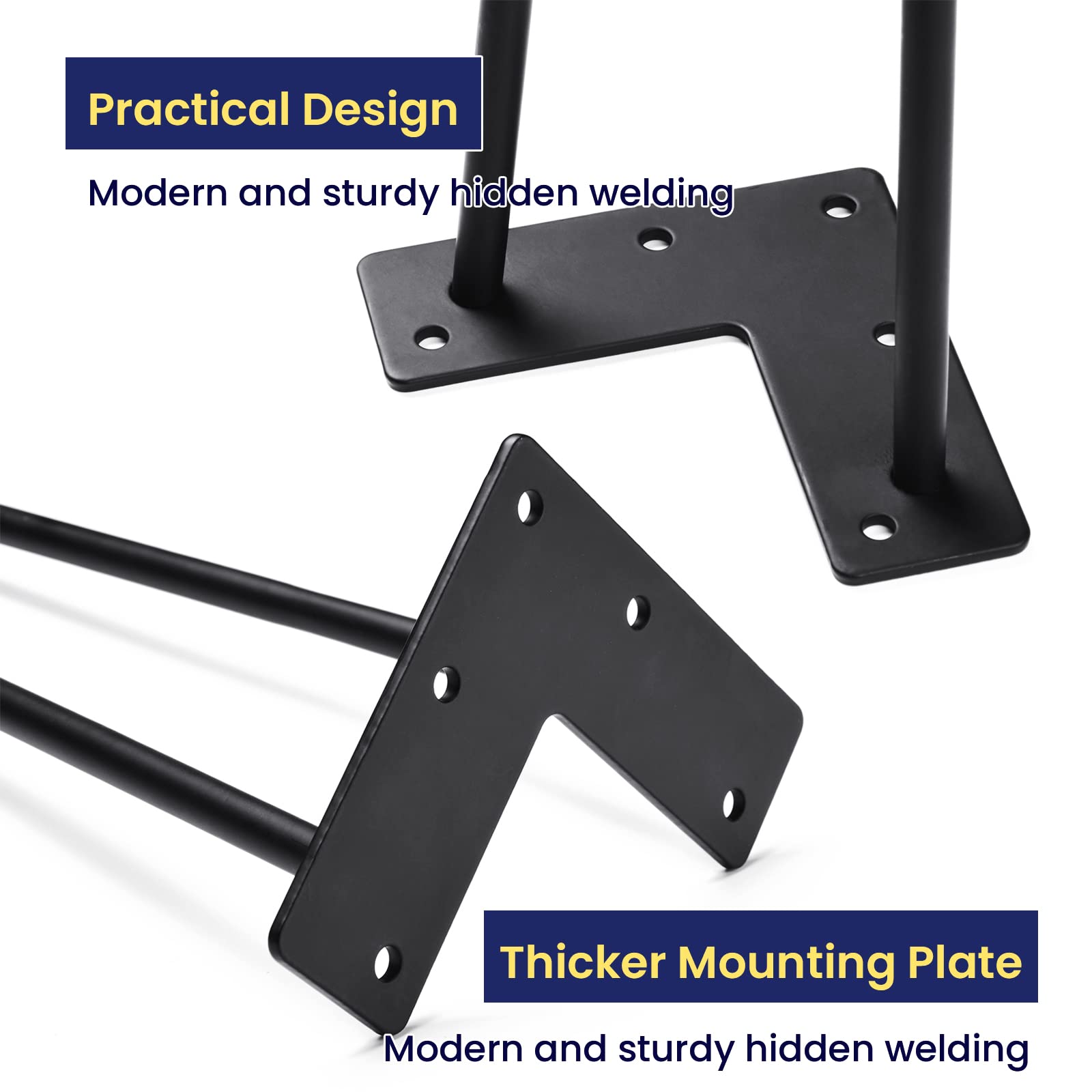 SMARTSTANDARD 9 Inch Heavy Duty Hairpin Furniture Legs, Metal Home DIY Projects for TV Stand, Sofa, Dresser with Rubber Floor Protectors Black 4PCS