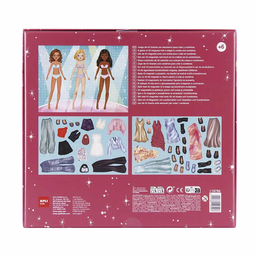 APLI Kids 19799 - Magnets Fashion Show, Gioco magnetico per creare abiti per bambini a partire da 6 anni, CREA I tuoi look e diventa stilista