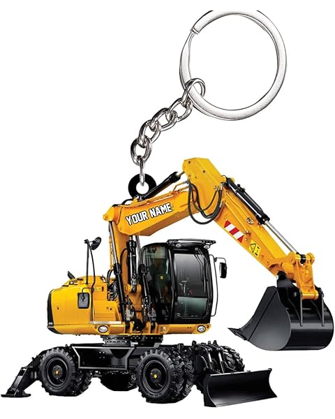 Personalized Excavator Acrylic Keychain - Custom Name 2-Sided Key Rings - Gift for Men, Kids