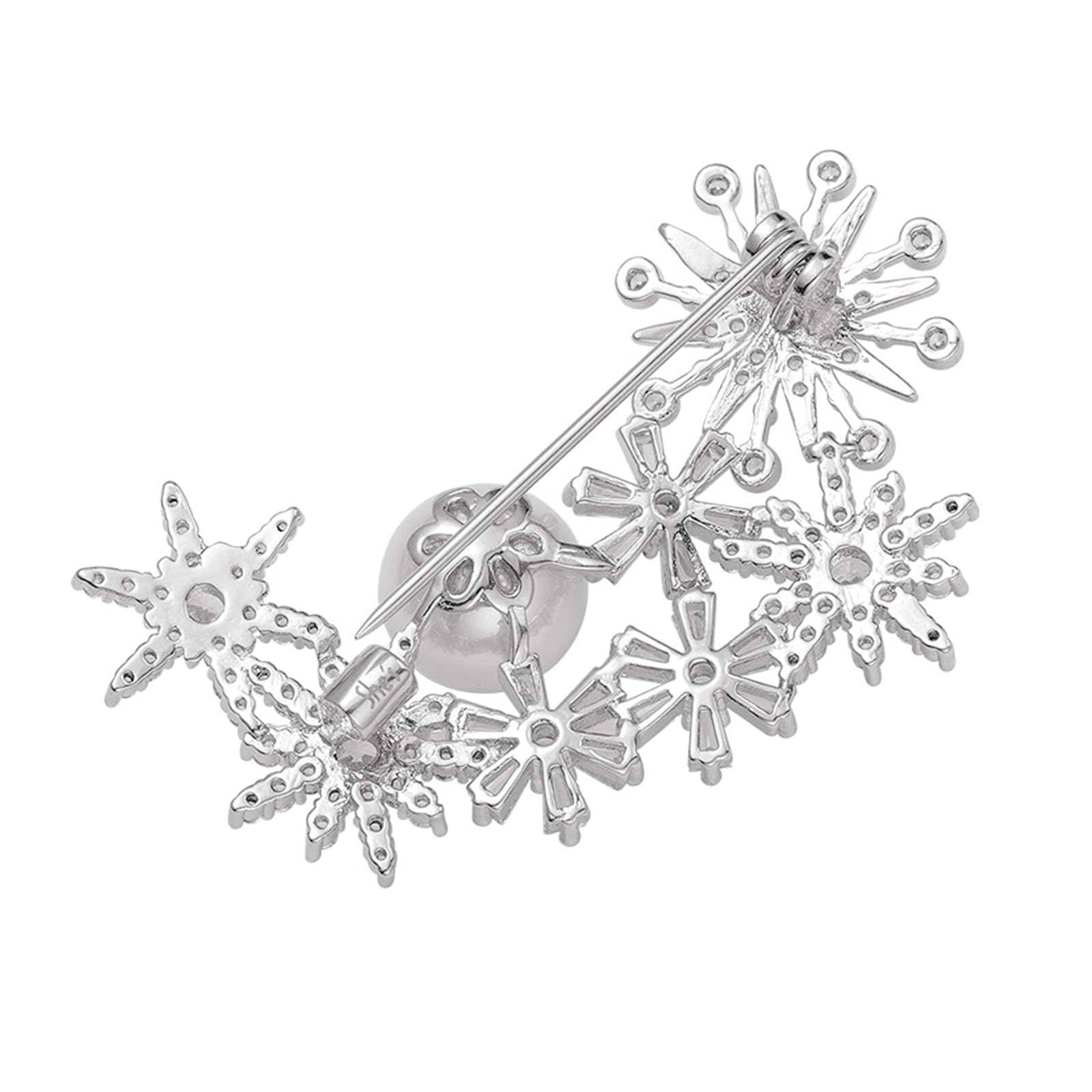 Brosche Damen Silber Stern, SHE'S FREE STYLE JUST FOR YOU Elegante Strass Brosche mit Perle, Vintage Anstecknadel für Kleidung Kleid Blazer, Funkelnde Pins Anstecker Damen Schmuck