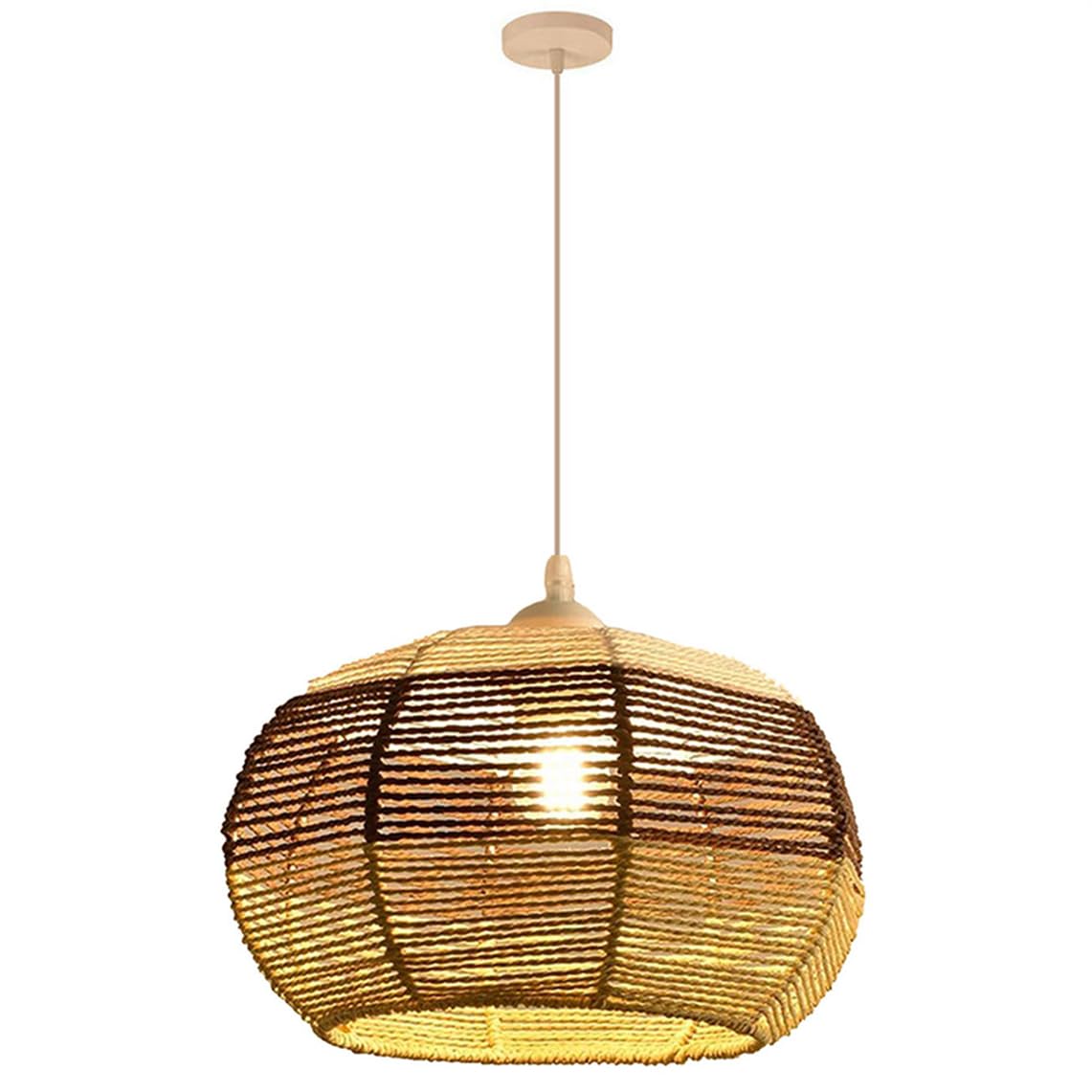 SHUANGZ Multi-Color Hemp Rope Shade Rustic Farmhouse Pendant Light with Metal Lantern Farmhouse Coastal Chandelier Hand Woven Lighting Fixture for Bedroom, Dining Room Entryway E26 Socket