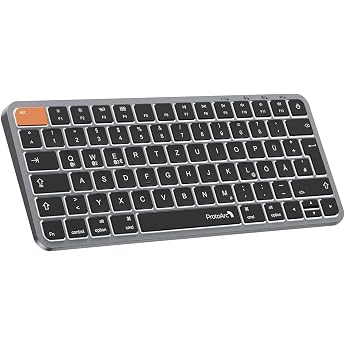 ProtoArc Illuminated Compact Wireless Keyboard for Mac, K90-A Bluetooth QWERTZ Wireless Keyboard, Multi-Device Device, Rechar