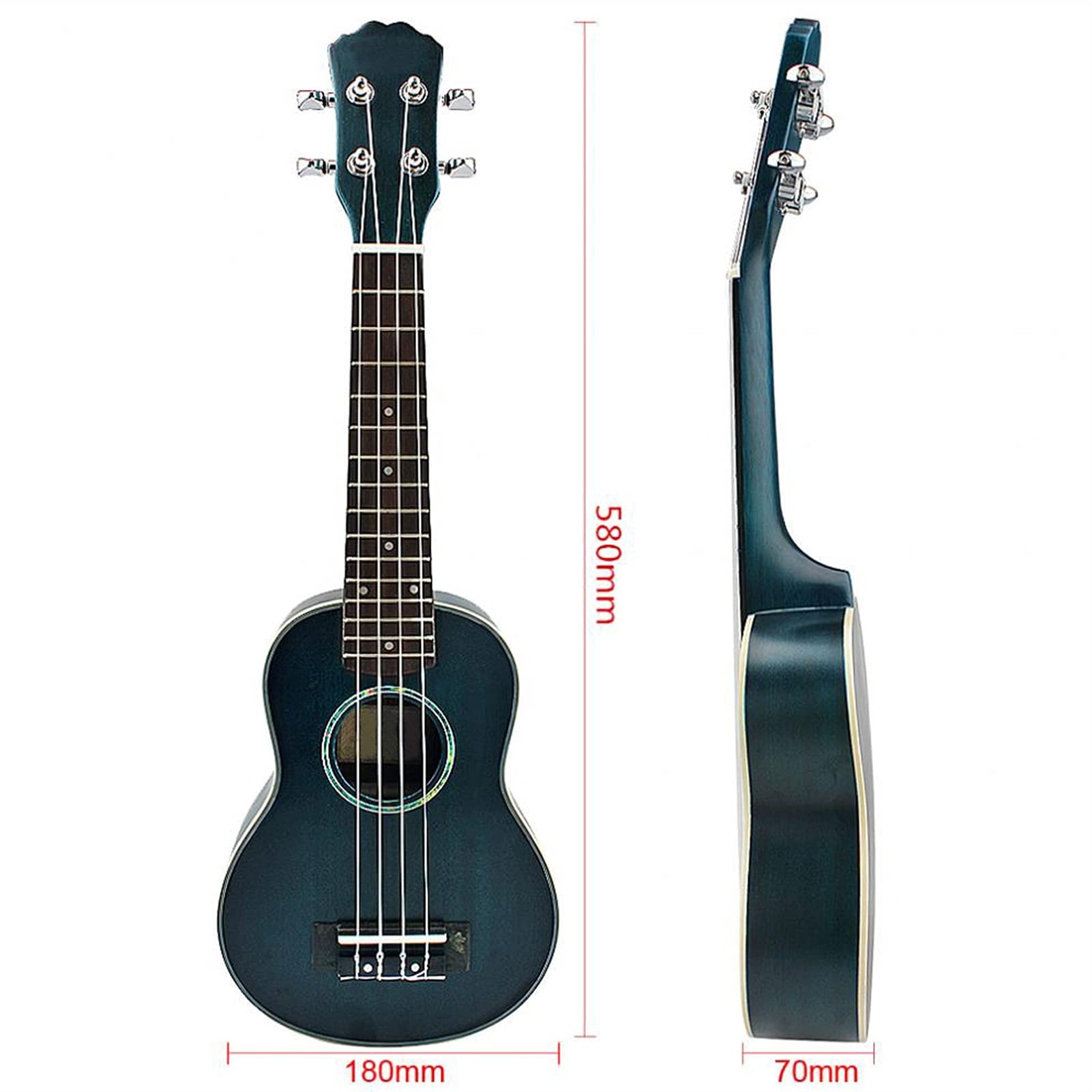 Ukulele koncertowe Początkujący Ukulele 21- calowy Sopran Ukulele Świerkowy Drewno 15 Fret Cztery Struny Hawaii Gitara Z Abalone Shell Edge Hole Hole Instruments Instrumenty Muzyczne