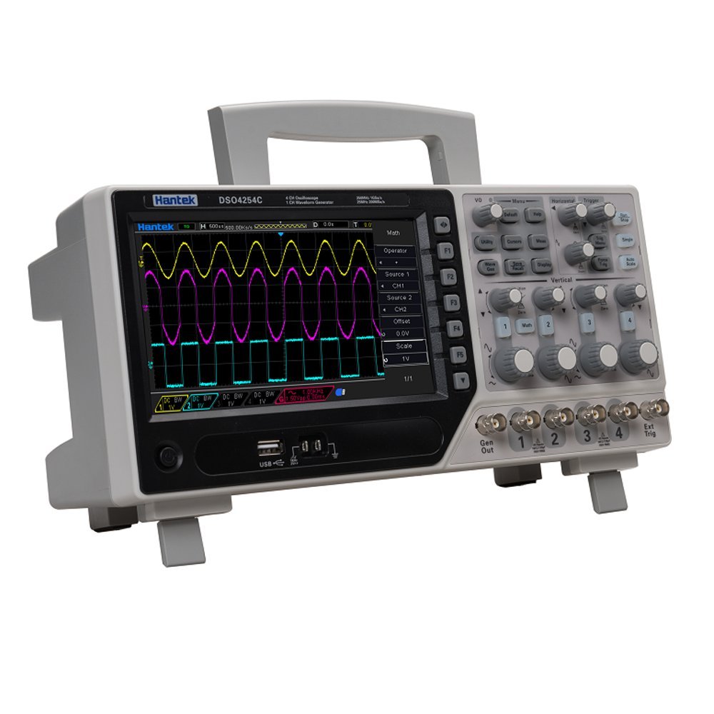 Hantek DSO4084C DSO4104C DSO4204C DSO4254C Digital Oscilloscope 4CH 80 100 200 250 MHz 1GSa/s +1CH Arbitary Function Waveform Generator Digital Oscilloscope(DSO4204C)