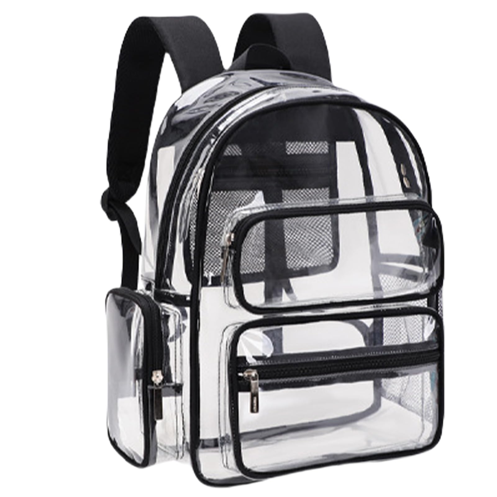 Zaino da scuola trasparente per le donne zaino in PVC grande capacità borsa per libri casual adatto per scuola e uso quotidiano Libro trasparente, Nero , Medium