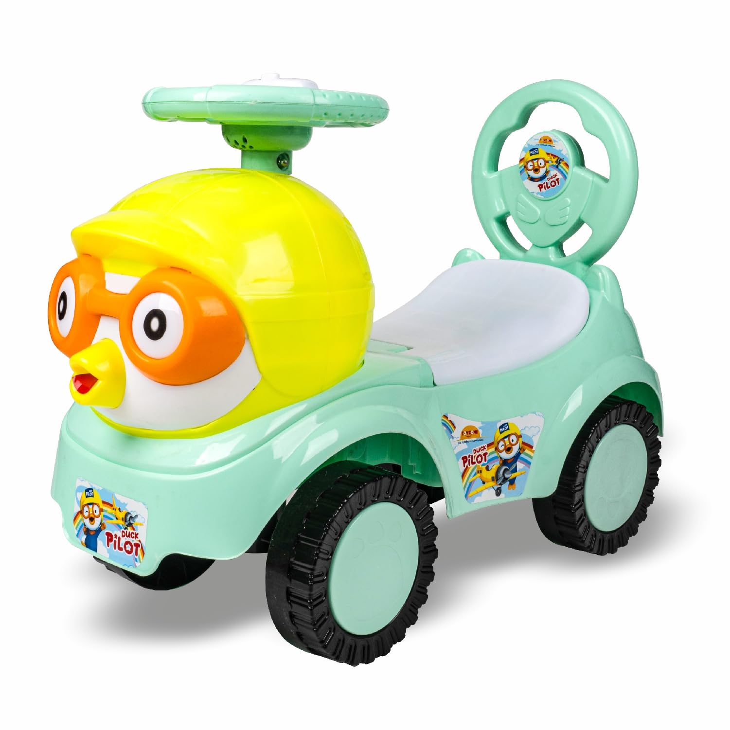 Toy Zone Toyzone Duck Pilot Baby Ride on Car for Kids, Toddlers Push Ride Baby Kids Car with Backrest, Push Ride on Toy with Music, Under Seat Storage, 2 to 5 Years (Green) - Image 5 thumbnail