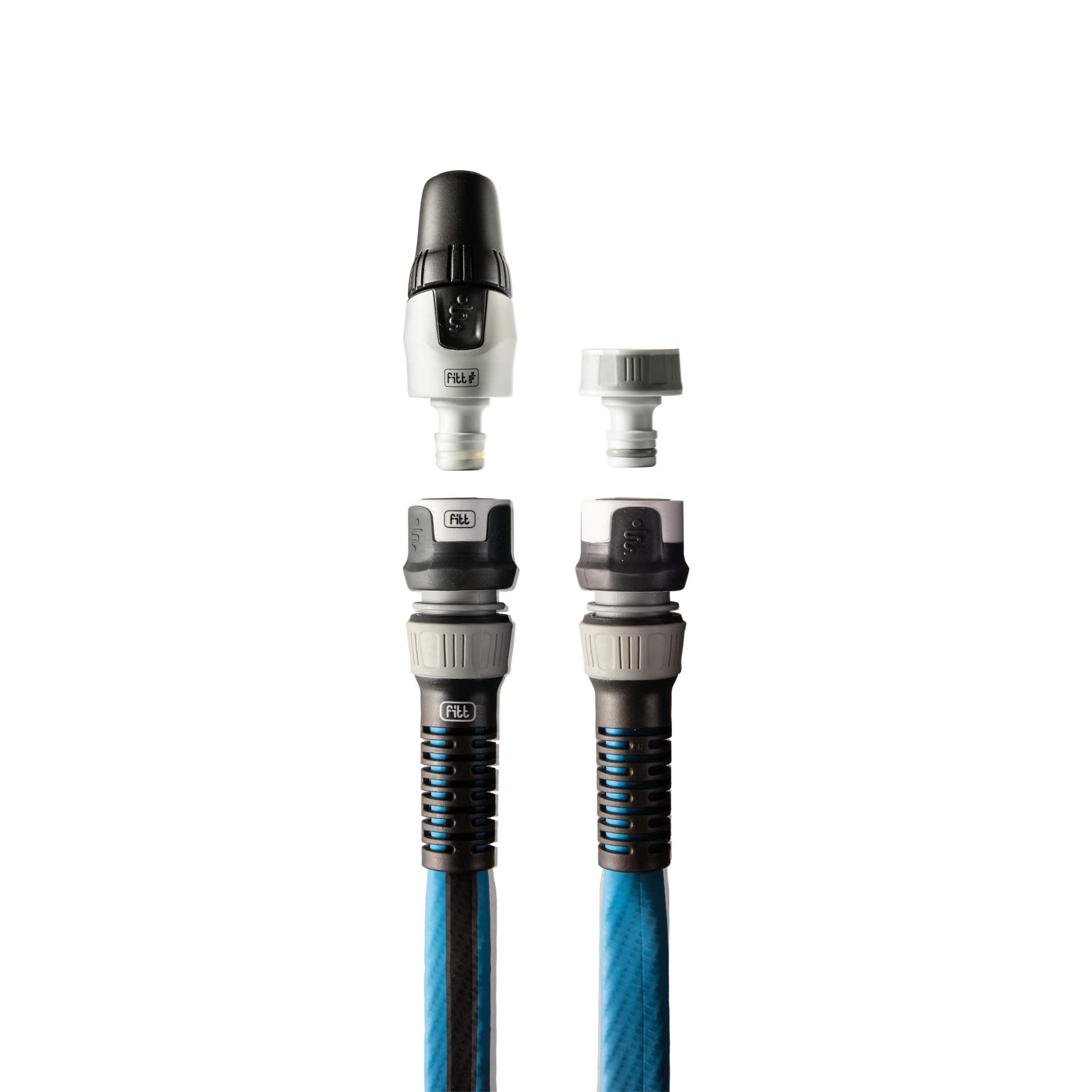 FITT FORCE 30 m, Tuyau d'arrosage pour Jardin, Léger, Résistant et Compact, pour Usage intensif, avec Lance, couleur Bleu, -43% CO2e