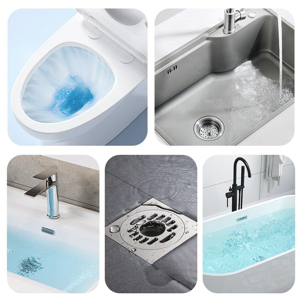 Desatascador Tuberias Profesional con 4 Ventosas, Desatascador Tuberias a Presion con Manómetro Visual, Desatascador de Presion Multifuncional, para Baño Cocina Inodoro, Plateado
