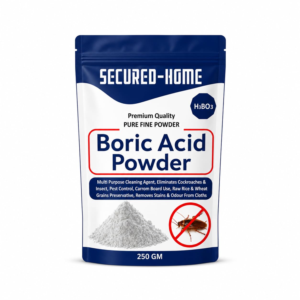 Secured Home Boric Acid Powder 250g | Cockroach Repellent, Ant Repellent, Bed Bug Control, Multipurpose Household Pouwder, Carrom Board Powder, Rice & Grain Preservative, Kitchen Cleaner, Stain & Odour Remover | The Galiff Store-image-36