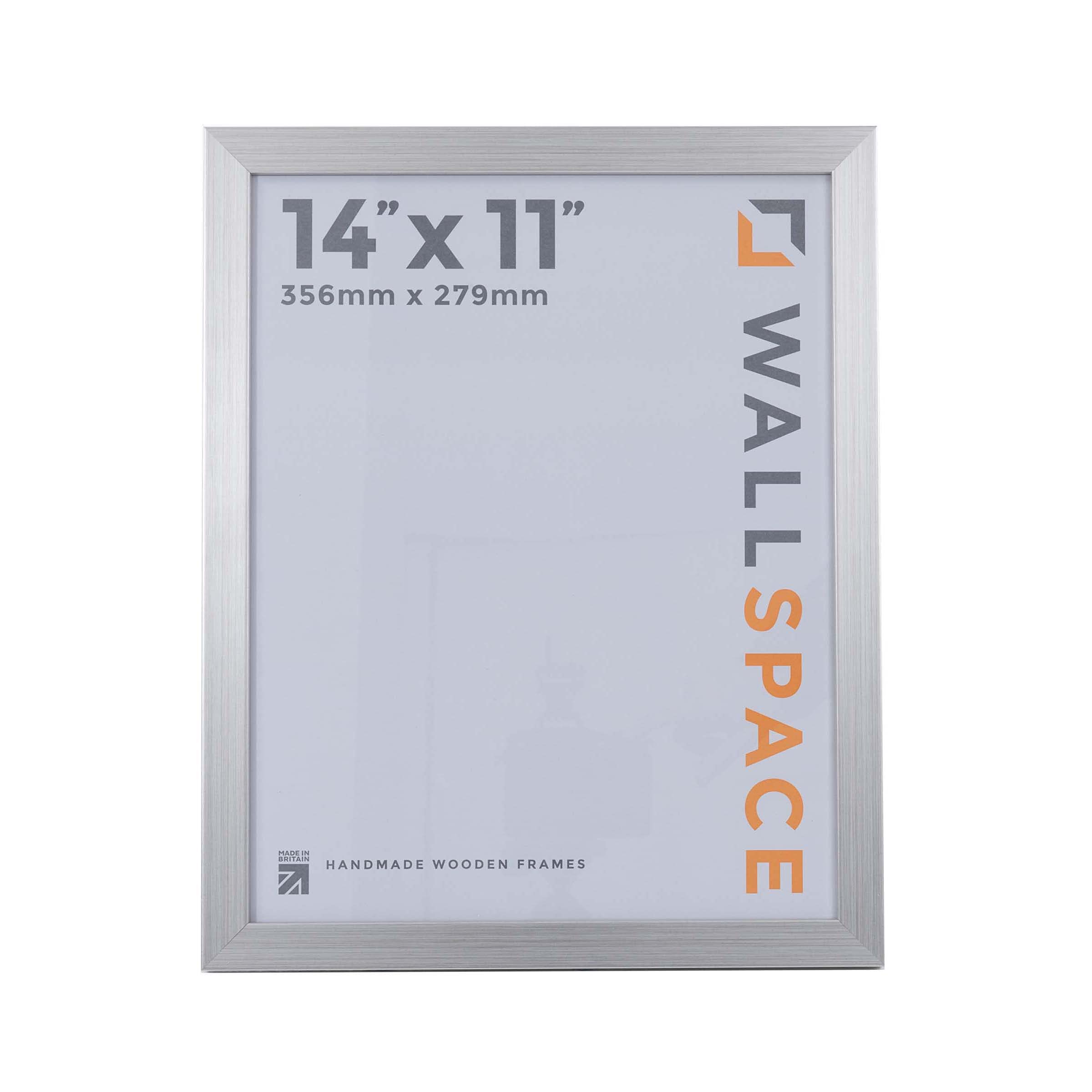 Wall Space 14x11 Silver Picture Frame | Silver 11x14 Photo Frame | 14 x 11 inch | 356x279mm | 35.6x27.9cm | Solid Wood Wooden with Real Glass | Handmade in UK
