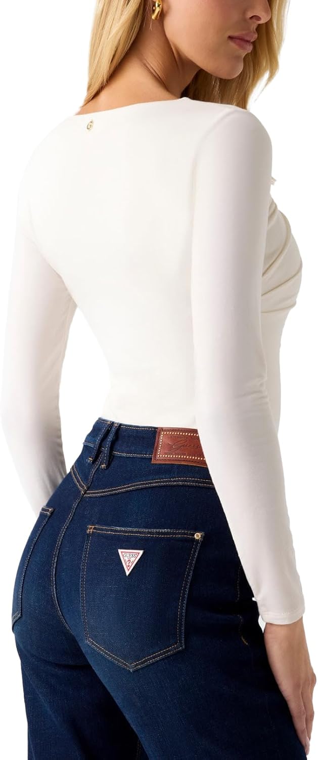Guess Womens Eco Long Sleeve Asymmetrical Areiah Top - Image 4