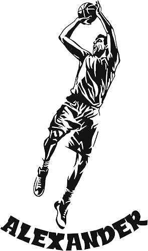 Miniatura 2 de Calcomanías de pared de jugador de baloncesto, calcomanía deportiva personalizada con tu propio nombre, haz una decoración original en niños,