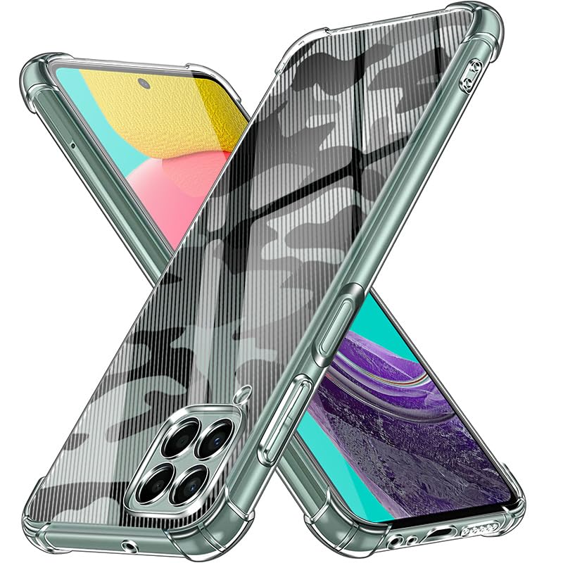 ALLNEWELOOKFor Samsung Galaxy M53 5G Case, Full Protection, Case Friendly, Bubble Free, Silicone Transparent Camouflage Soft TPU Cover Clear (Camouflage For SG M53 5G)