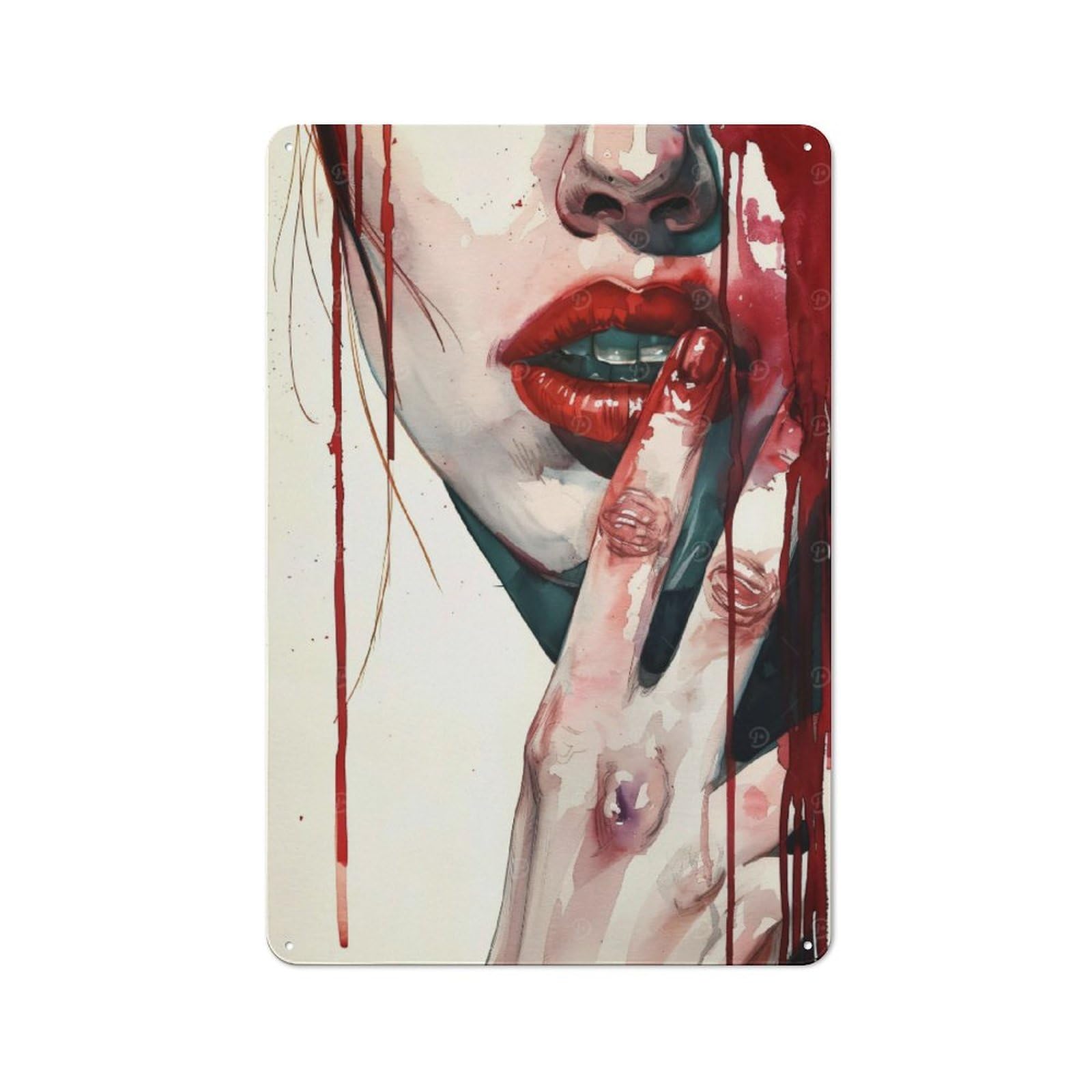 Watercolor Kiss Retro Metal Sign 30x20cm, Distressed Look Retro Room Decor for Living Room, Hallway, Kitchen Or Cafe