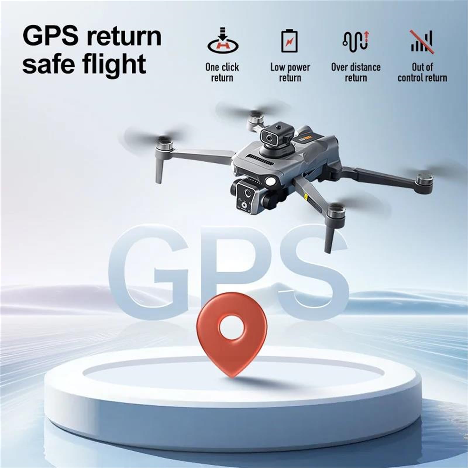 Nuevo dron k19 MAX GPS Profesional con cámara 4k, FPV, cámara aérea, Cepillo para Evitar obstáculos con Pantalla Grande, Control Remoto, dron Plegable,Triple Battery