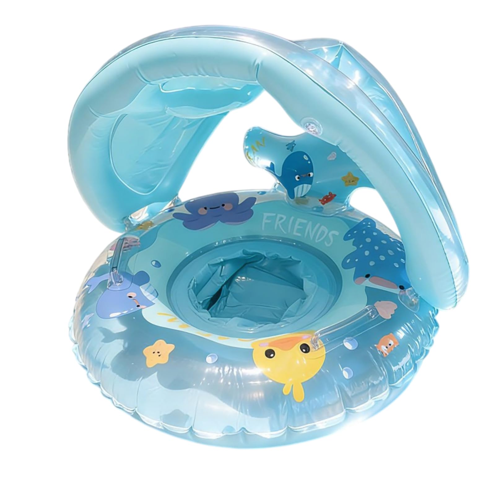 Baby Pool Float With Canopy, Kids Floating Rings with UV Sunshade Canopy, Boys and Girls PVC Adjustable Float Trainer for Babies and Kids, for 6-36 Months