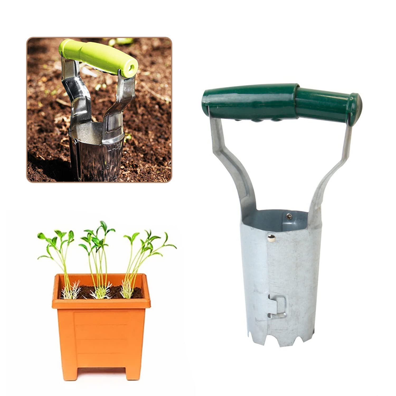 FAXIOAWA Acciaio Inossidabile con Manico Lungo, fioriera bucaneve, Strumento per fioriera Manico Lungo, Dibber a bulbo, distributore di Semi di Semina, perforatrice, Strumento di trapianto
