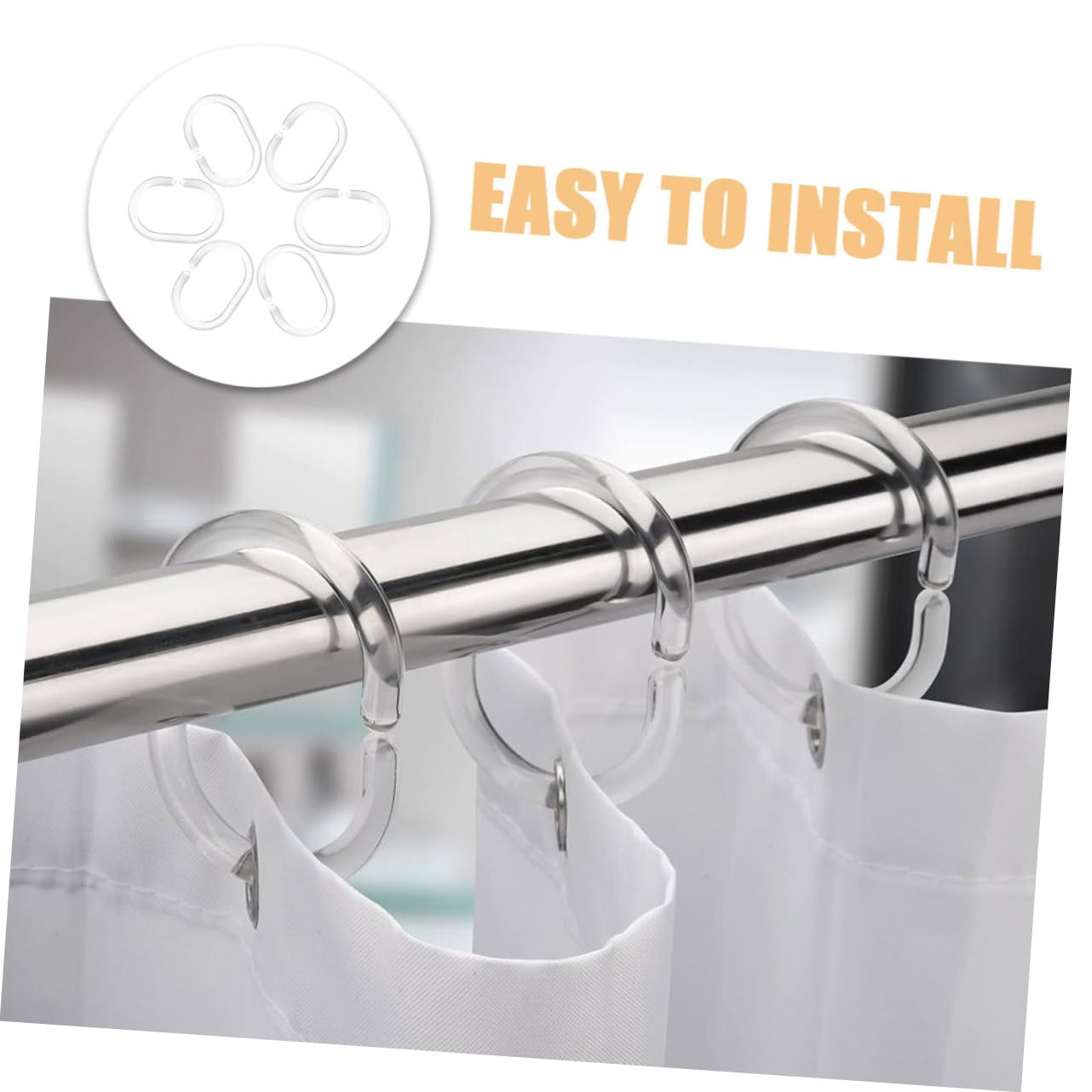 Garneck 240pezzi Ganci per Tende c Trasparente per Doccia Facili da Installare Resistenti e Decorativi per Tende da Bagno e Interni