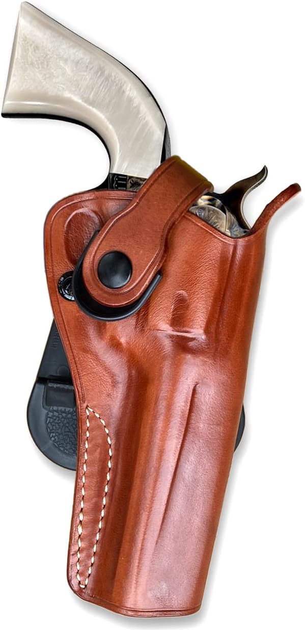 Masc OWB Leather Paddle Revolver Holster with Retention Strap, Fits Uberti 1873, .357 Magnum 5-1/2-inch, Right Hand Draw, Brown #1847#