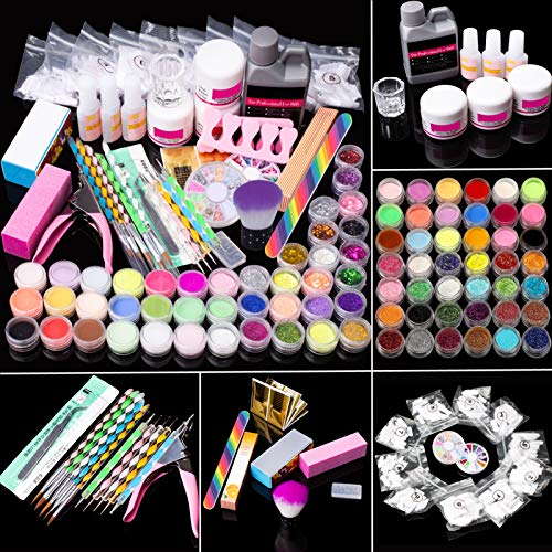 Acrylic Nail Kit, Nail Acrylic Powder and Liquid Set with All in One Nail Art Decoration Tools Professional Manicure Nail Art Tools Kit (95 Pcs Gift set)