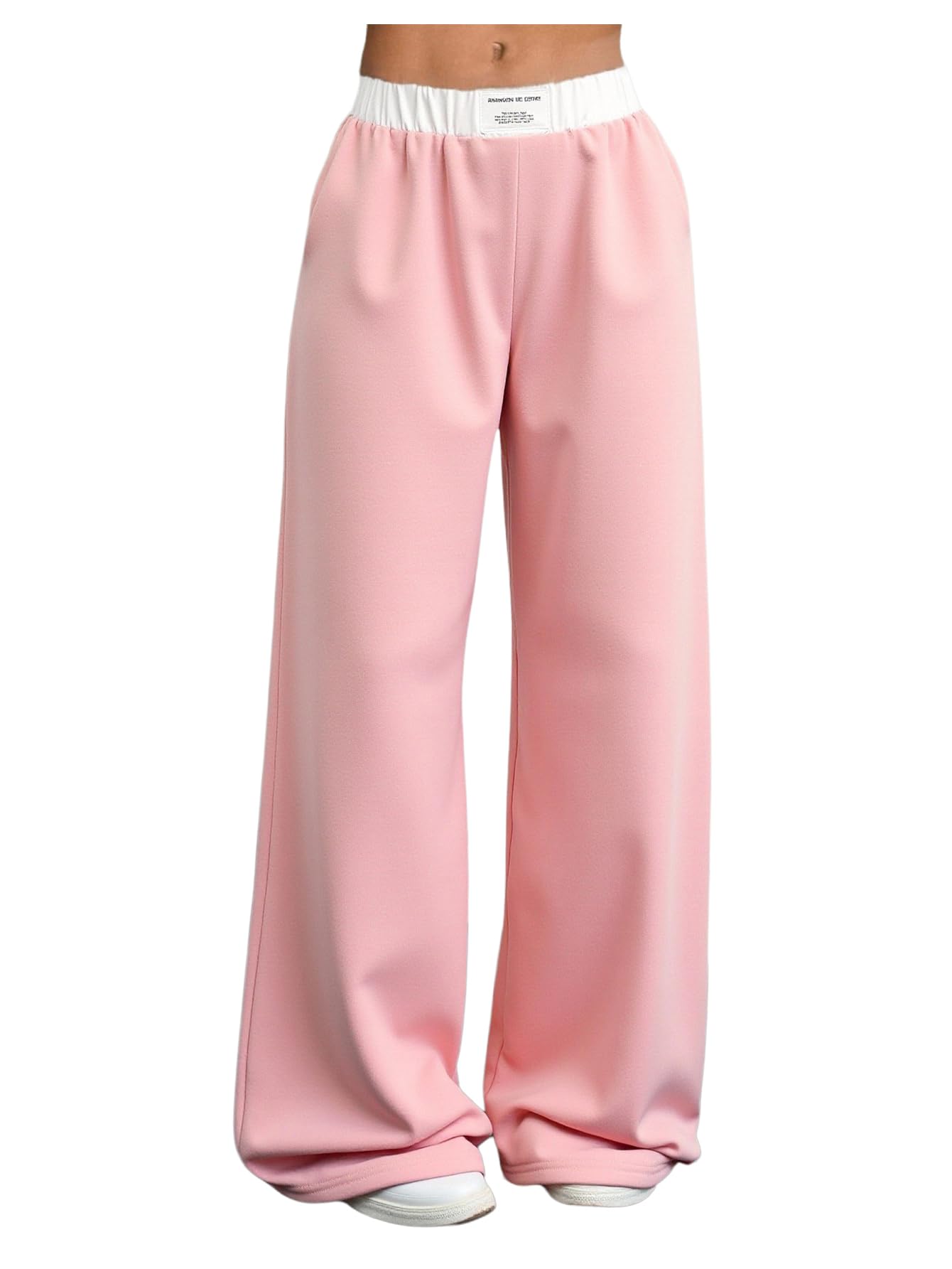 RoseSeek Girl's Wide Leg Baggy Sweatpants Patched Track Pant Joggers Trendy