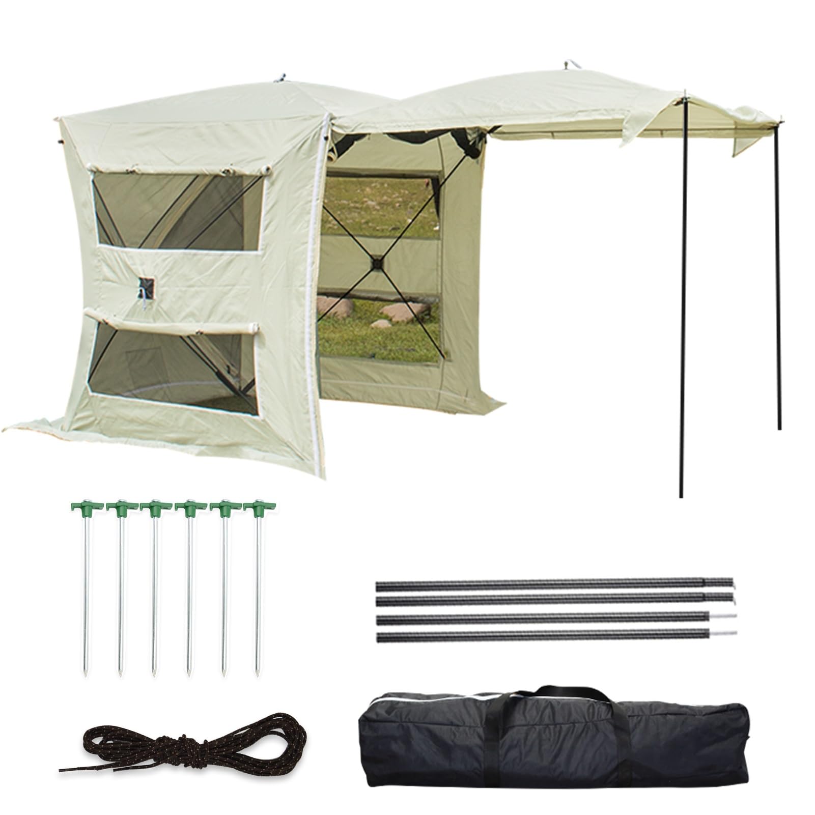 Heckzelt Für 3-4 Personen, Freistehendes Autozelt Mit Schlafkabine, Camping Vorzelt Für SUV, Camping Vorzelt, Markise Ist Abnehmbar, wasserdichte Auto-Campingzelt(White,Small)