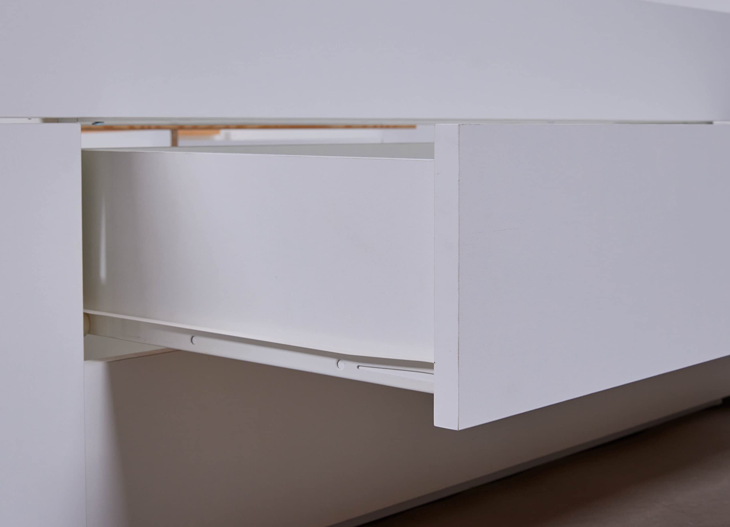 Inter Link Letto funzionale, Letto con contenitore, Letto con cassetti e comodino, Colore laccato bianco, Per adulti, bambini, ragazzi, Letto singolo, Ranya 90 x 200 cm