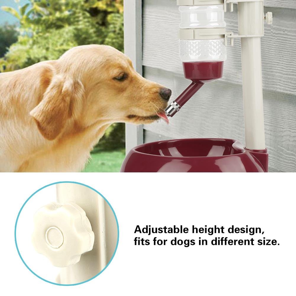 2 in 1 Distributore di Cibo per Cani e Gatti, Ciotola per Gatti Automatica, Ciotola per Acqua per Cani, erogatore Automatico Regolabile in Altezza per Gatti e Cuccioli (Marrone)
