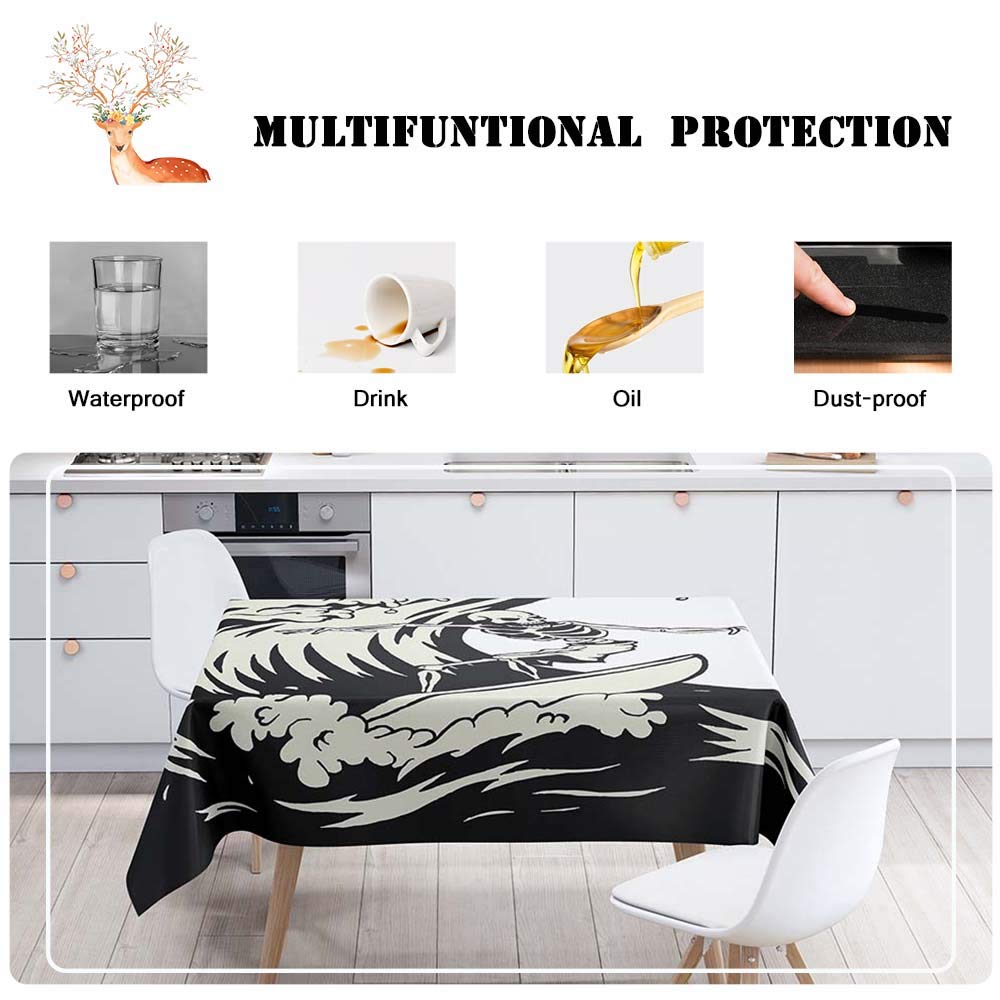 Chickw1 Tischdecke Wasserdicht – Polyester, Schwarzer Horror-Schädel Print, 60x60 Cm, Für Garten & Party