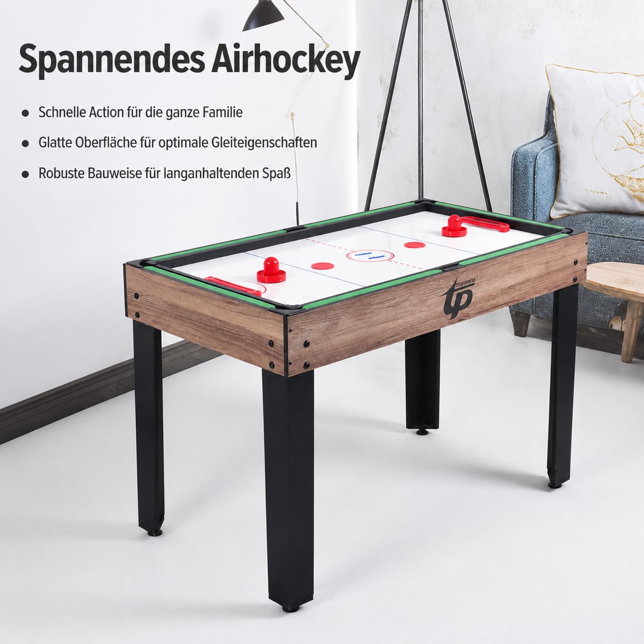 predolo Multifunktionstisch, Spieltisch für Familie & Wohnzimm, Billard, Airhockey, Tischtennis, 117.8x61.2x84.2cm Holzvbund