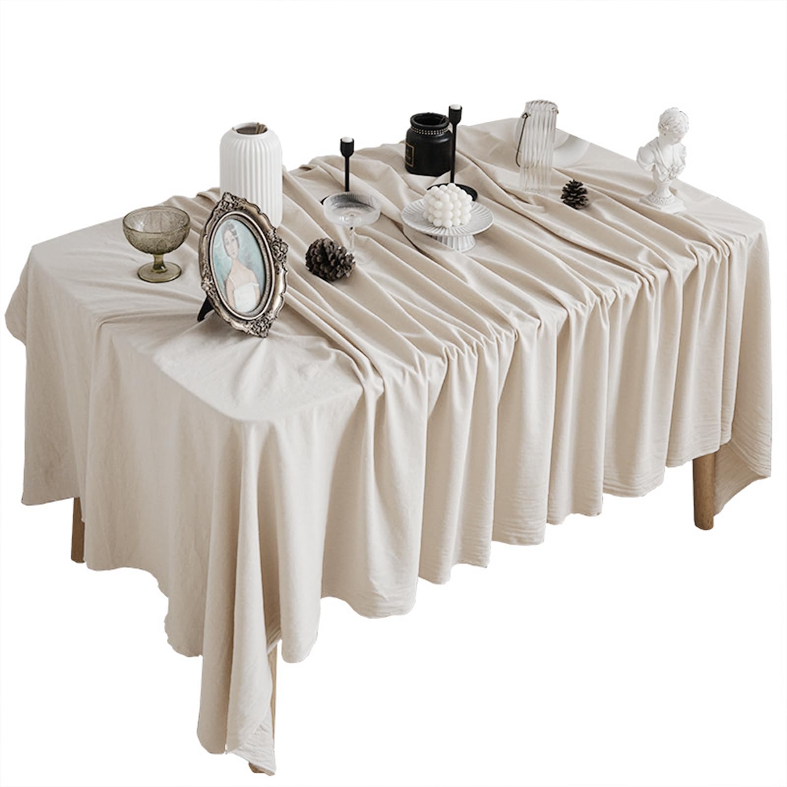 Jazuaiao Simple Cotton Linen Tablecloth Multipurpose Rectangular Table Protectors Color Fabric Cover for Home Decors Farmhouses Linen
