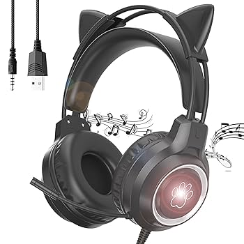 Amazon.co.jp: 猫耳ヘッドホン ヘッドホン ゲーミングヘッドホン