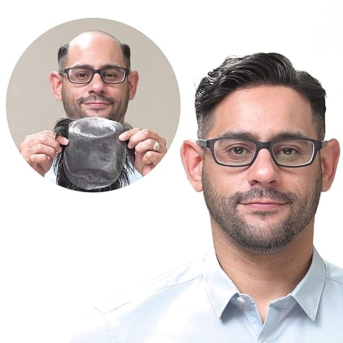 Lordhair Toupee para hombres con cabello humano 100% europeo 8x10 pulgadas para hombres 0.001 in sistema de cabello de piel ultra fina para hombre