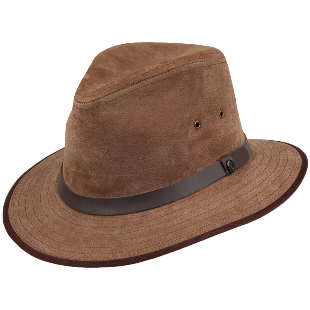 Jaxon & James Nubuck Leather Safari Fedora - Chestnut - Small