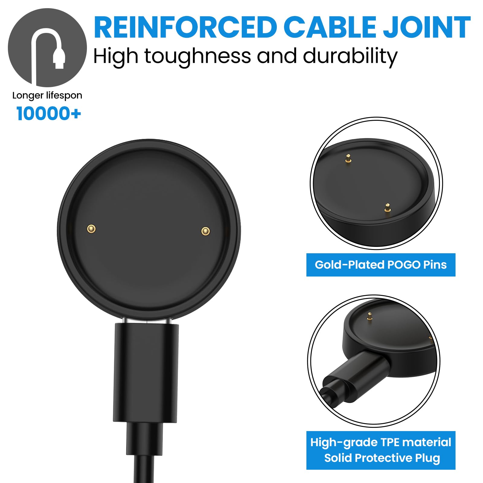 Intended for Amazfit Active 2 / Bip 6 Charger Cable Dock 3.3ft USB C Cable Portable Replacement Smartwatch Type-C Charging Stand Station Cord