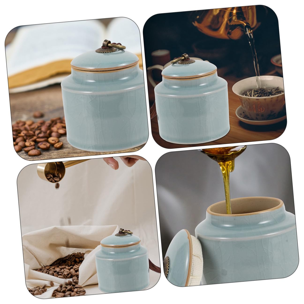 Gadpiparty Set 2 Barattoli per la Conservazione in Ceramica Coperchio Sigillato Barattoli per Tè e Alimenti Secchi Contenitori Eleganti per Cucina Adatti per Famiglia Bar e Ristoranti