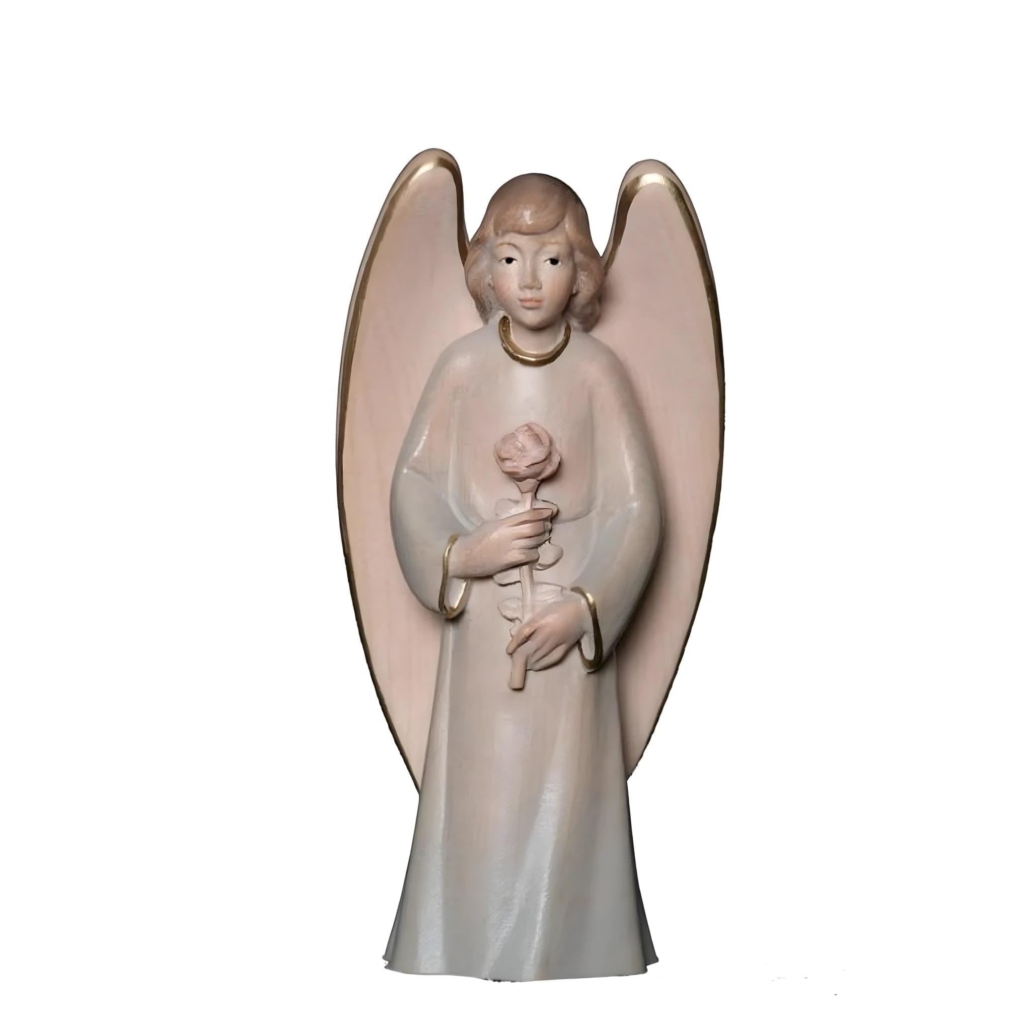 Angel Guardian in Wood with Rose by Dolfi