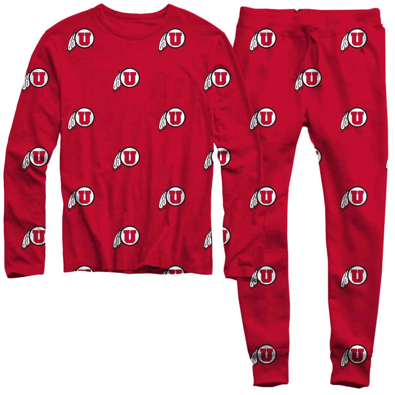 Wes and Willy NCAA Boy's All Over Print Long Sleeve PJ,