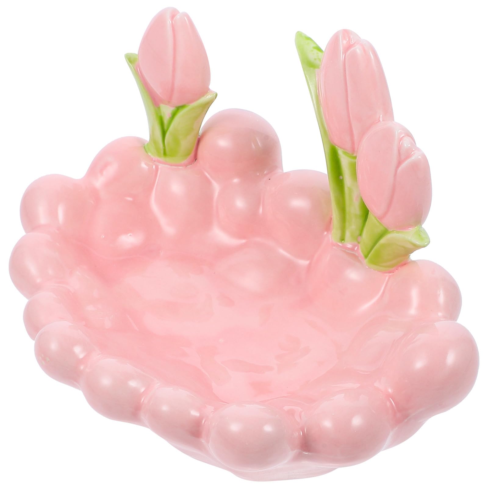 TOYANDONA Keramik Schmucktablett Schlüsselablage Ringschale Ohrringschale Schmuckhalter Rosa für Nachttisch Badezimmer Kosmetik Organizer