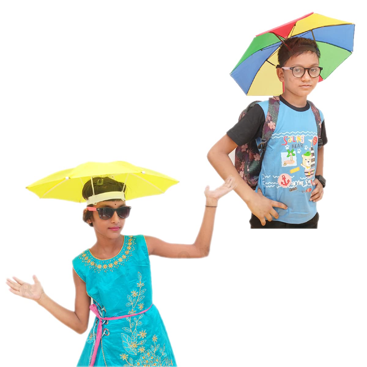 Dark MoonHat Umbrella Soft Unbreakable Plastic Hat/Cap Umbrella for Kids/Men/Women and Adults UV & Rain Protection Hat Umbrella for Kids boys and Girls pack of 2
